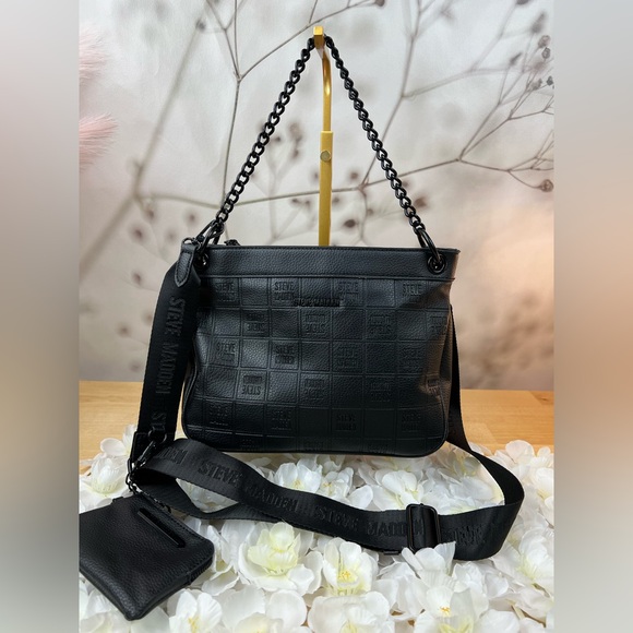 Steve Madden Black Quilted style Crossbody Bag with Chain Strap - Picture 8 of 12